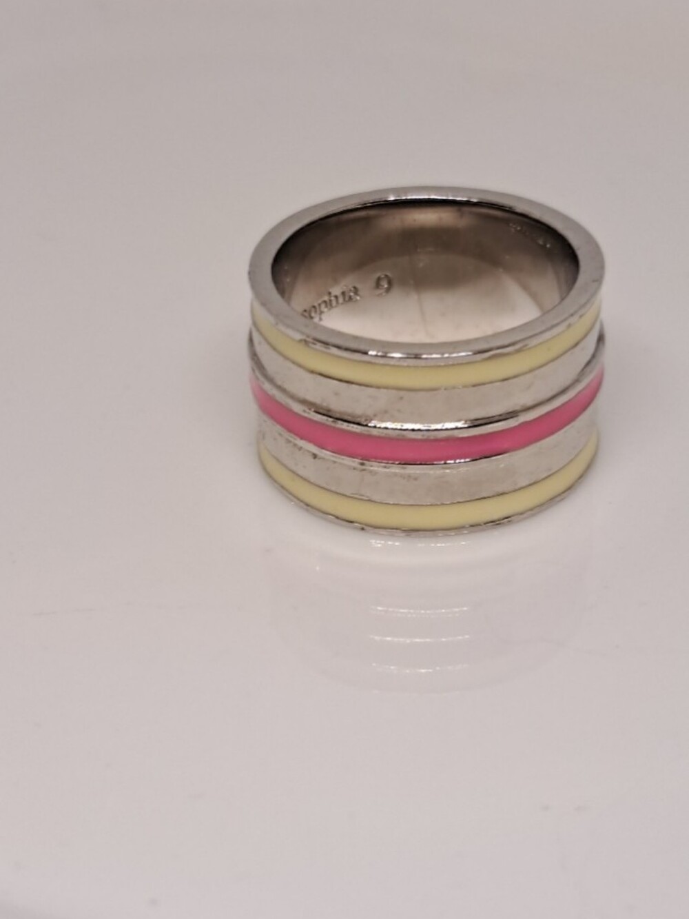 Lia Sophia Pink, Gold and Silver Layered Band Ring Size 9 New - Picture 3 of 6